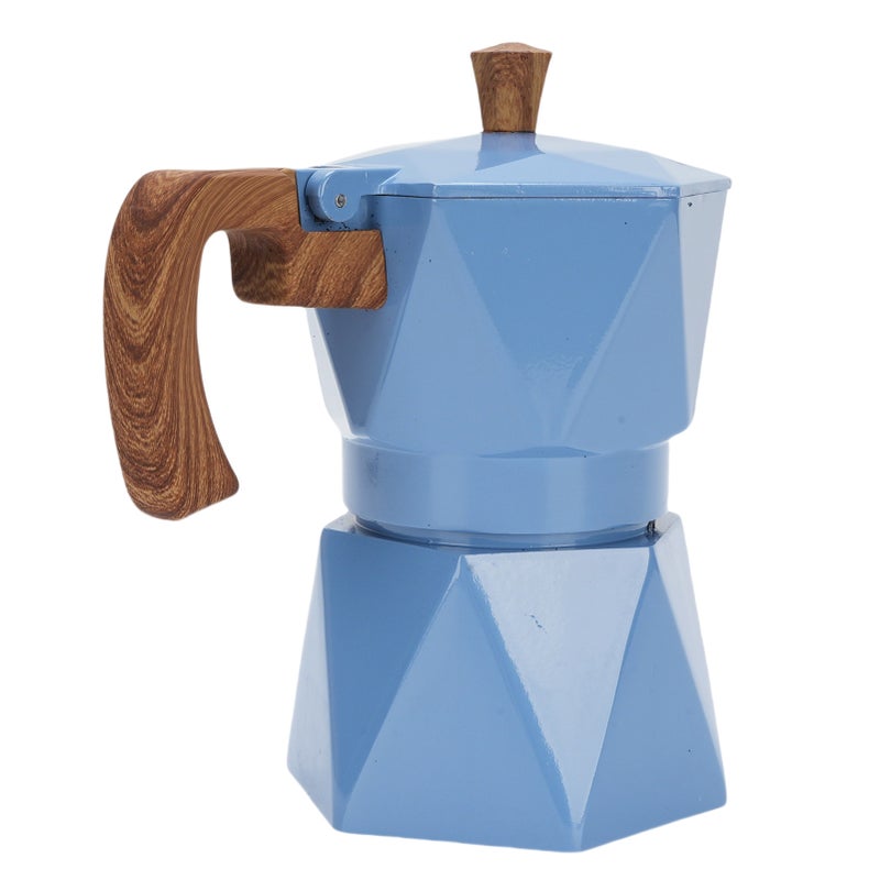 Italian Coffee Maker Aluminum Dual Valve 2 Cup 3D Stovetop Coffee Maker Pot for Cuban Cafe Brewing Home Camping Blue - Image 2
