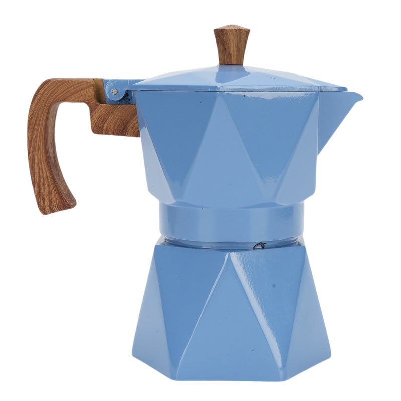 Italian Coffee Maker Aluminum Dual Valve 2 Cup 3D Stovetop Coffee Maker Pot for Cuban Cafe Brewing Home Camping Blue - Image 3