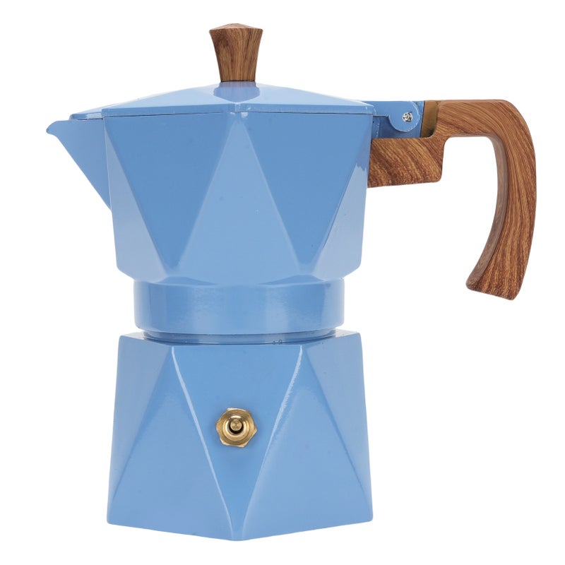 Italian Coffee Maker Aluminum Dual Valve 2 Cup 3D Stovetop Coffee Maker Pot for Cuban Cafe Brewing Home Camping Blue - Image 1