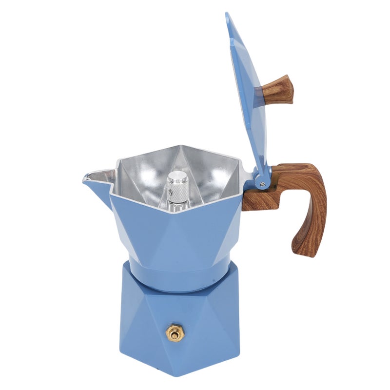 Italian Coffee Maker Aluminum Dual Valve 2 Cup 3D Stovetop Coffee Maker Pot for Cuban Cafe Brewing Home Camping Blue - Image 5