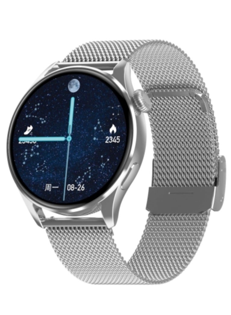 AROAQ Q3 Max 1.36 inch Color Screen Smart Watch,Steel Strap,Support Heart Rate Monitoring / Blood Pressure Monitoring(Silver) - Image 1