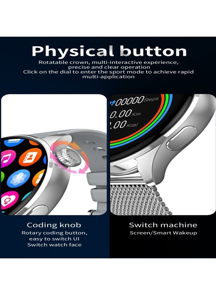 AROAQ Q3 Max 1.36 inch Color Screen Smart Watch,Steel Strap,Support Heart Rate Monitoring / Blood Pressure Monitoring(Silver) - Image 5