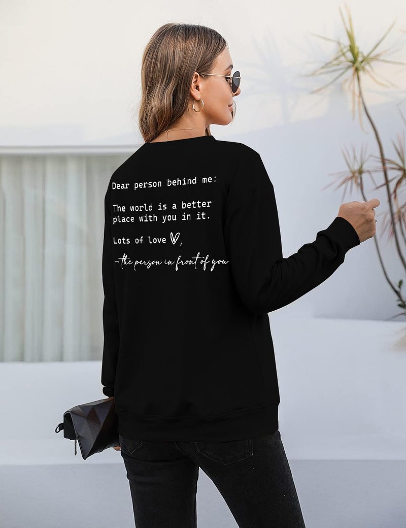 JINTING You Are Enough Sweatshirt for Women Mental Health Dear Person Behind Me Hoodie Shirt Inspirational Pullover Top Black - Image 3