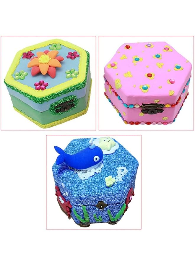 إيروريكس صندوق تخزين خشبي غير مكتمل الشكل سداسي الشكل غير مطلي مع غطاء مفصلي، صندوق مجوهرات خشبي، صندوق تخزين يدوي الصنع، حافظة كنز للمجوهرات الفنية، هدايا تذكارية للتخزين المنزلي - Image 4