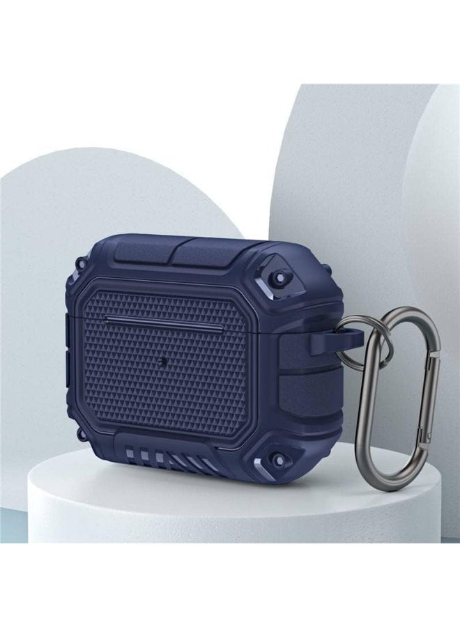 AirPods Pro 2/2022 Case, Military Design TPU Hard Shell, Full-Body Rugged Protective Cover Shockproof, Secure Lock Clip with Keychain for AirPod Pro 2/2022[Front LED Visible] (Blue) - Image 1