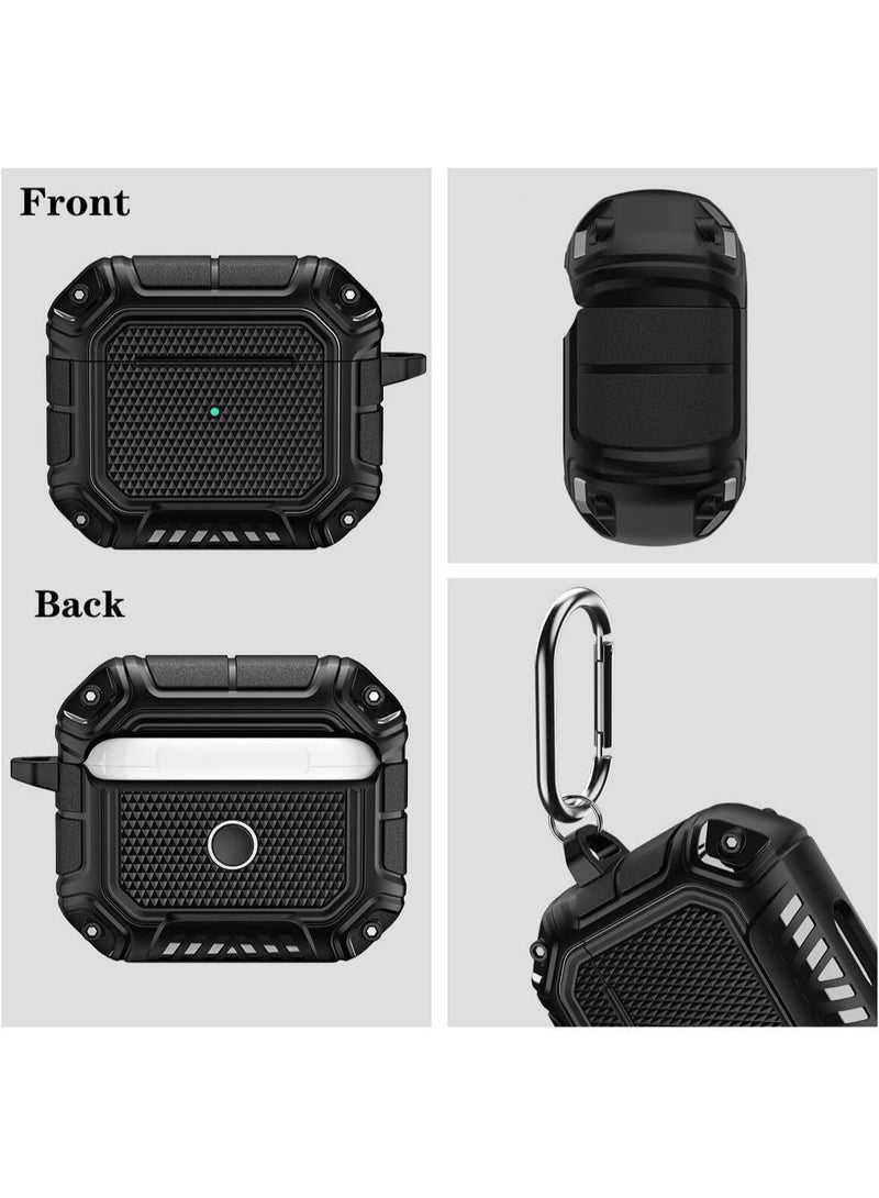 AirPods Pro 2/2022 Case, Military Design TPU Hard Shell, Full-Body Rugged Protective Cover Shockproof, Secure Lock Clip with Keychain for AirPod Pro 2/2022[Front LED Visible] (Blue) - Image 4