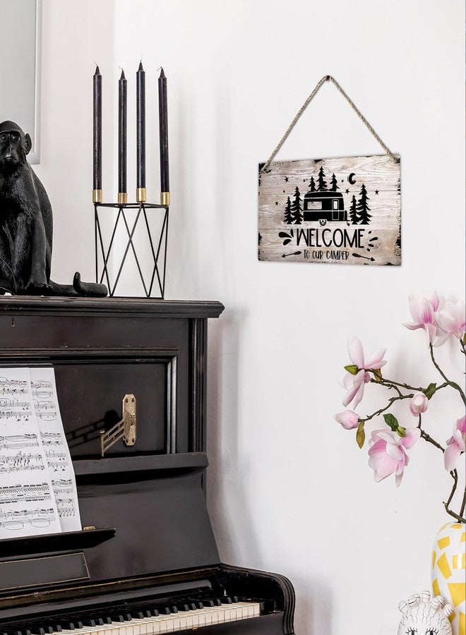 PHAMTE Welcome to Our Camper Farmhouse Printed Wood Plaque Sign Wall Hanging,Rustic Hanging Wall Signs for Travel Trailer Campsite Decor, Funny RV Camping Signs, Campers Camping Lovers Gifts 12 x 6 Inches - Image 5