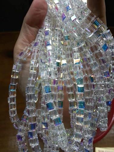 Adabele 50pcs Adabele Austrian 6mm Faceted Cube Crystal Loose Beads Clear AB Compatible with Swarovski Crystals Preciosa 5601 SSC602 - Image 3
