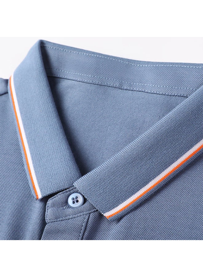 Tucano Short-sleeve Men's T-shirt, Mulberry Silk Lapel Polo Shirt, Casual Comfortable Business Undershirt Top, Men's Clothing, Blue, 2XL - Image 1