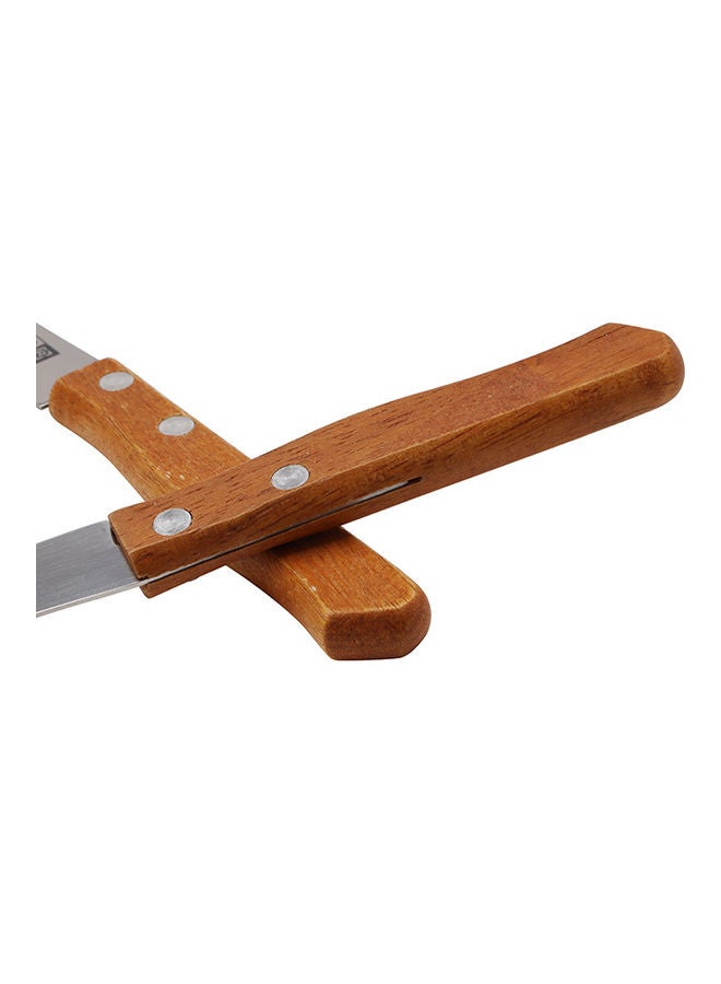 Royalford 2 pcs Fruit Knife Set, Stainless Steel Blade, Wooden handle RF10771 Serrated Blades, Wooden Handle Perfect for Slicing, Garnishing, Mincing BROWN - Image 3