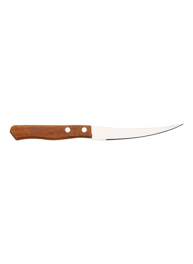 Royalford 2 pcs Fruit Knife Set, Stainless Steel Blade, Wooden handle RF10771 Serrated Blades, Wooden Handle Perfect for Slicing, Garnishing, Mincing BROWN - Image 2