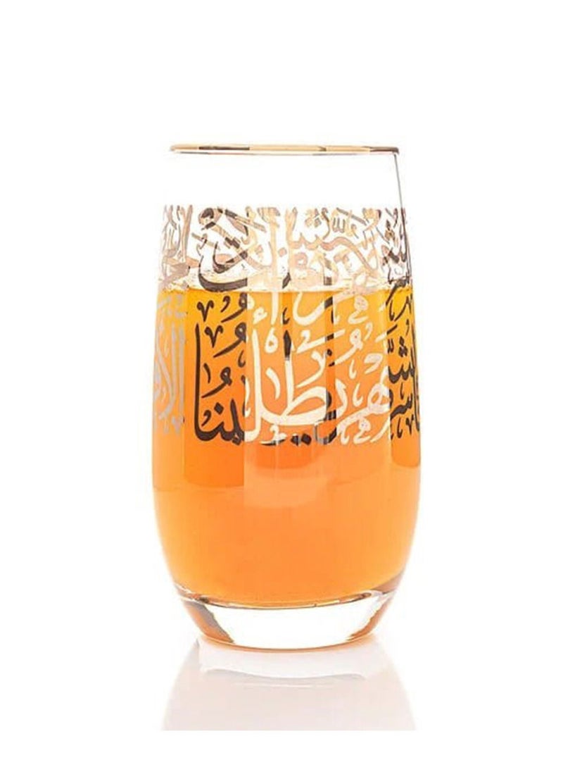 ماركة غير محددة - طقم اكواب كاسات عصير بتصميم عصري وأنيق،4 قطع ذهبي/شفاف - Image 1