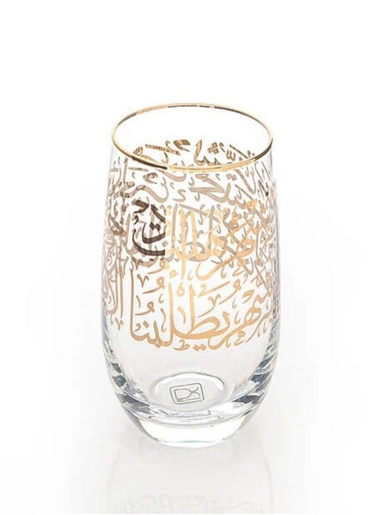 ماركة غير محددة - طقم اكواب كاسات عصير بتصميم عصري وأنيق،4 قطع ذهبي/شفاف - Image 1