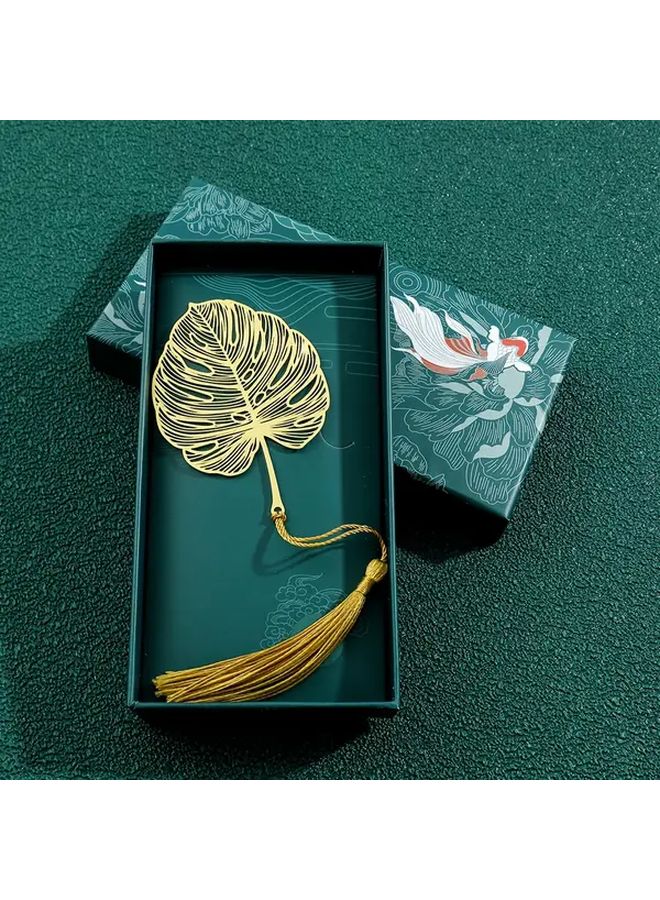 إشارة كتاب معدنية حمراء تصميم عروق مجوفة النمط C مع صندوق هدايا ملحق قراءة هدية - Image 4