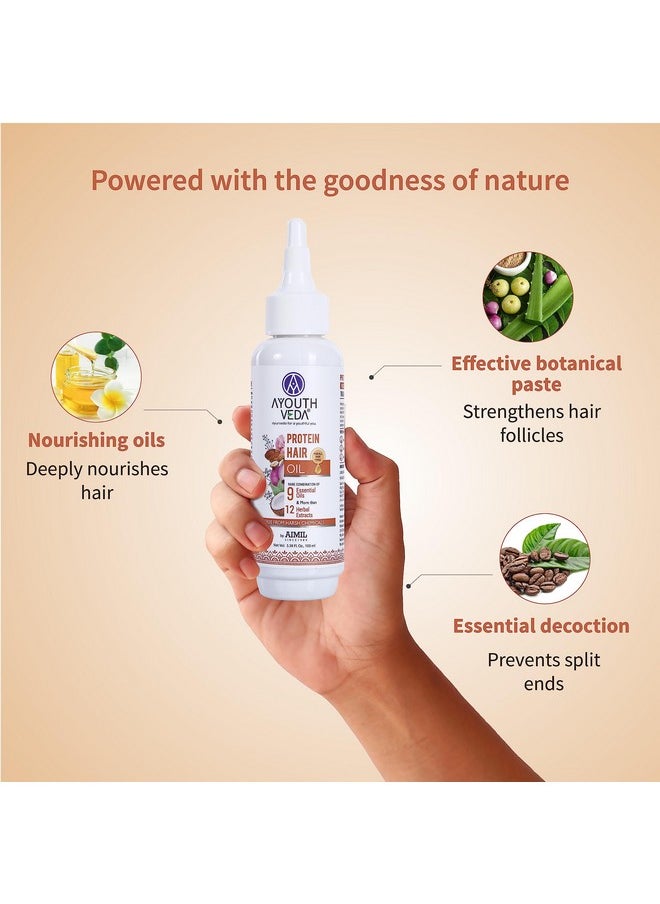 AYOUTHVEDA - Protein Hair Oil For Healthy Hair | Blend Of Essential Oil & 12 Herbal Extracts | Strengthen The Roots & Makes Hair Shiny | A Non Sticky Formula For Dandruff Control (Pack Of 1-100Ml) - Image 1