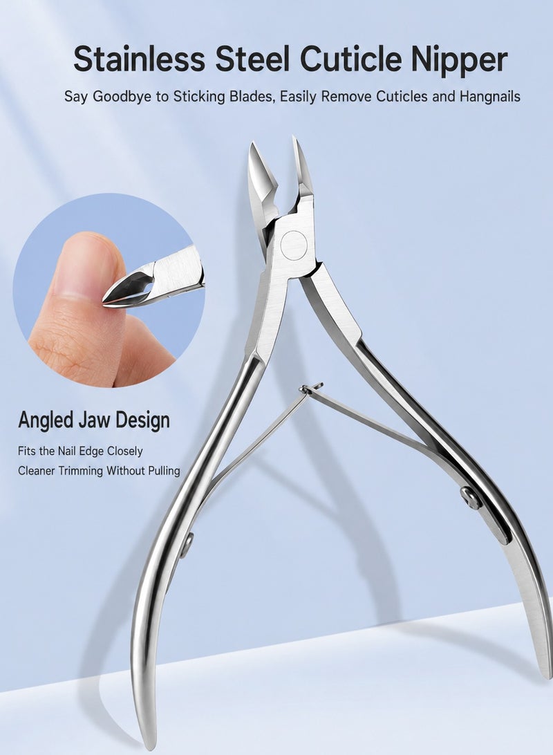 FABIYAN 10PCS Cuticle Nipper Manicure Set, Professional Stainless Steel Cuticle Nipper, Nail Clipper, Cuticle Pusher, Nail Scraper, Dead Skin Remover, Nail Files, Buffer, Dust Brush and Storage Box for Manicure Pedicure, Home and Salon Use. - Image 2