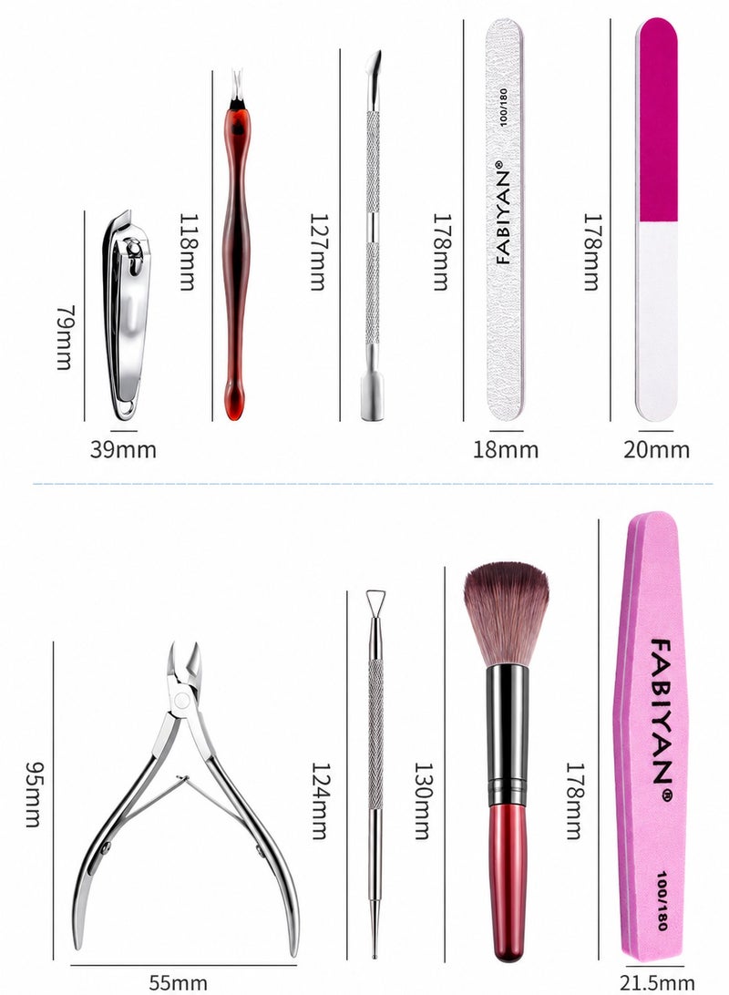 FABIYAN 10PCS Cuticle Nipper Manicure Set, Professional Stainless Steel Cuticle Nipper, Nail Clipper, Cuticle Pusher, Nail Scraper, Dead Skin Remover, Nail Files, Buffer, Dust Brush and Storage Box for Manicure Pedicure, Home and Salon Use. - Image 4