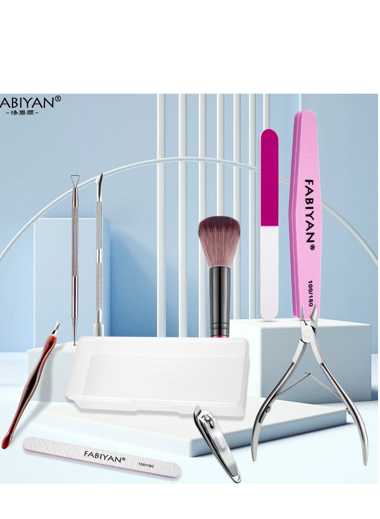 FABIYAN 10PCS Cuticle Nipper Manicure Set, Professional Stainless Steel Cuticle Nipper, Nail Clipper, Cuticle Pusher, Nail Scraper, Dead Skin Remover, Nail Files, Buffer, Dust Brush and Storage Box for Manicure Pedicure, Home and Salon Use. - Image 5