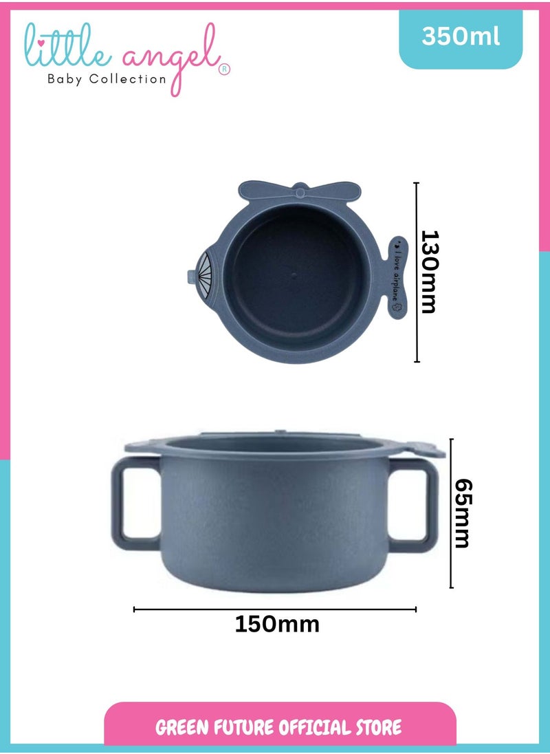 Little Angel Kids Bowls Feeding Bowl With Handle - Blue  - Image 4
