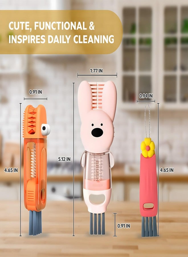 FOLISSE Cup Lid Cleaning Brush, 3 in 1 Cup Cleaner Brush New Multifunctional Lid Cleaner Lid Brush Cleaning Tool Multipurpose Bottle Gap Cleaner Brush Red - Image 3