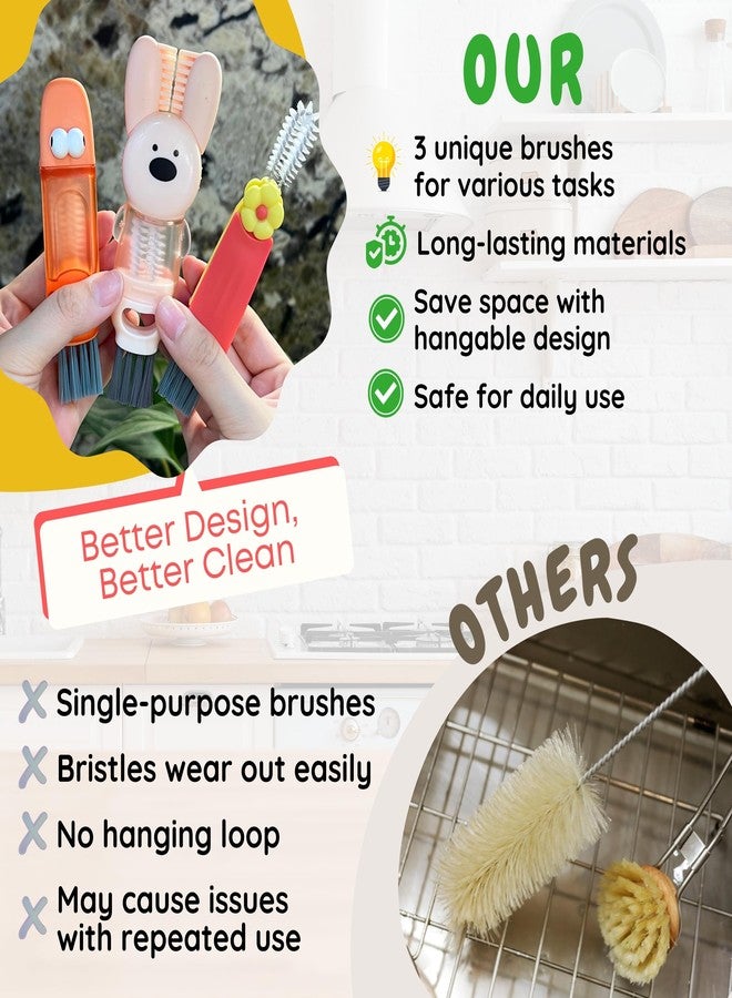 FOLISSE Cup Lid Cleaning Brush, 3 in 1 Cup Cleaner Brush New Multifunctional Lid Cleaner Lid Brush Cleaning Tool Multipurpose Bottle Gap Cleaner Brush Red - Image 4