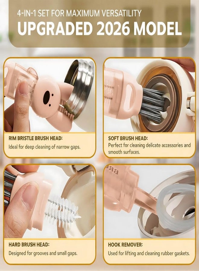 FOLISSE Cup Lid Cleaning Brush, 3 in 1 Cup Cleaner Brush New Multifunctional Lid Cleaner Lid Brush Cleaning Tool Multipurpose Bottle Gap Cleaner Brush Red - Image 2