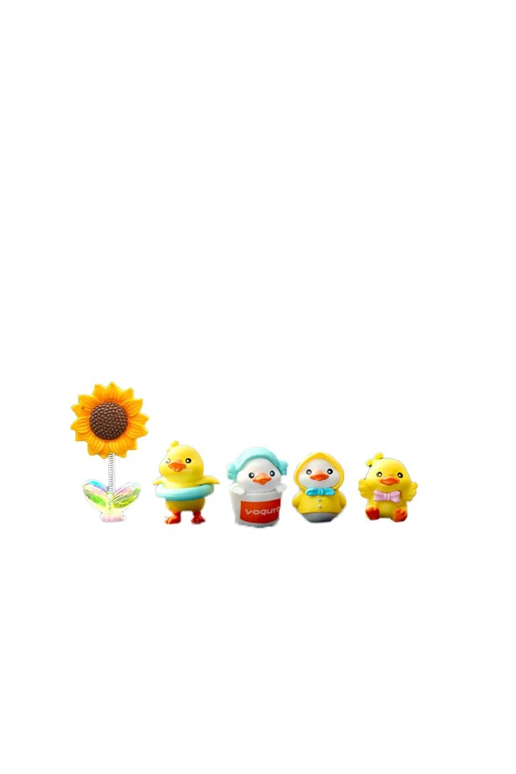 Little yellow duck center console decoration (four ducks and one flower) - Image 1