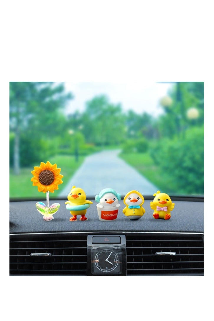 Little yellow duck center console decoration (four ducks and one flower) - Image 2