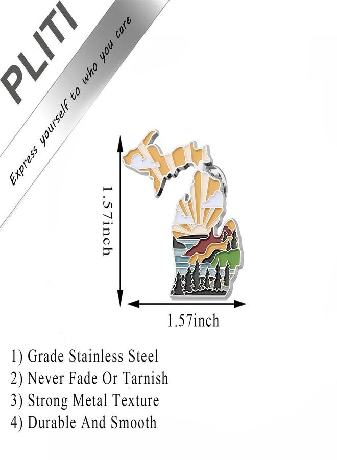 PLITI Travel Gift Souvenir State Shape Brooch Pin for Friends (Michig Pin) - Image 2