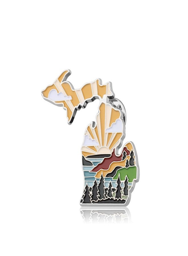 PLITI Travel Gift Souvenir State Shape Brooch Pin for Friends (Michig Pin) - Image 1
