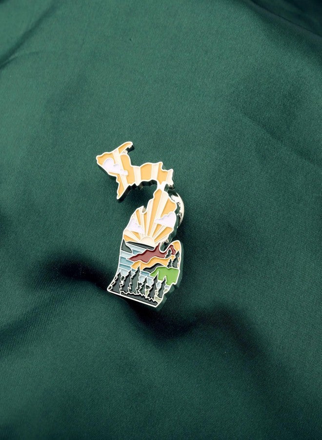 PLITI Travel Gift Souvenir State Shape Brooch Pin for Friends (Michig Pin) - Image 5
