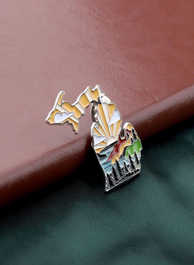 PLITI Travel Gift Souvenir State Shape Brooch Pin for Friends (Michig Pin) - Image 4