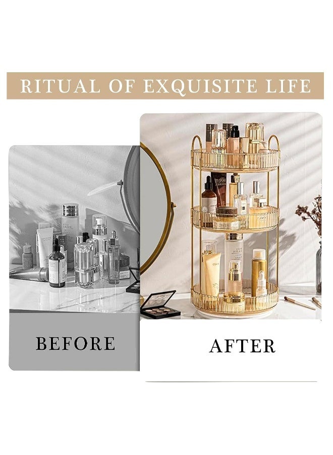 JOMILA 360° Rotating Makeup Organizer and Storage for Vanity, Large Capacity Skincare Perfume Organizers, Sturdy Clear Cosmetic Dresser Organizer Countertop for Bathroom, Bedroom (3 Tier) - Image 3