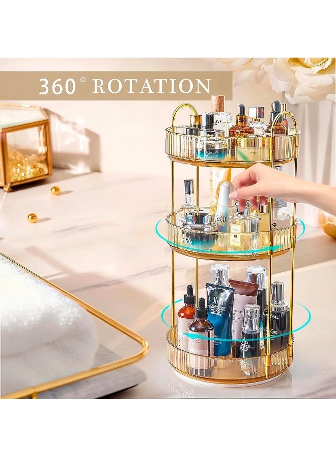 JOMILA 360° Rotating Makeup Organizer and Storage for Vanity, Large Capacity Skincare Perfume Organizers, Sturdy Clear Cosmetic Dresser Organizer Countertop for Bathroom, Bedroom (3 Tier) - Image 2