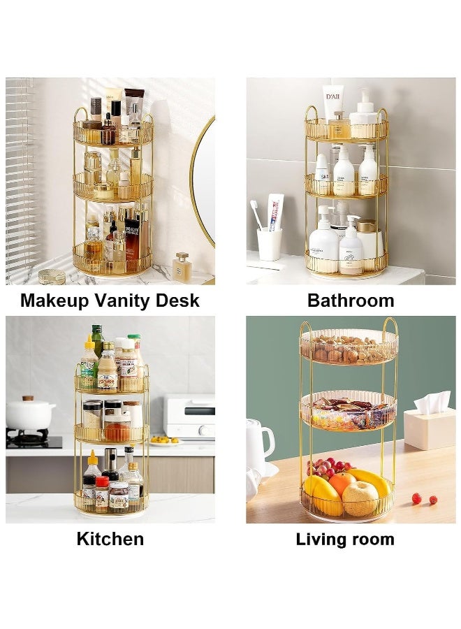JOMILA 360° Rotating Makeup Organizer and Storage for Vanity, Large Capacity Skincare Perfume Organizers, Sturdy Clear Cosmetic Dresser Organizer Countertop for Bathroom, Bedroom (3 Tier) - Image 5