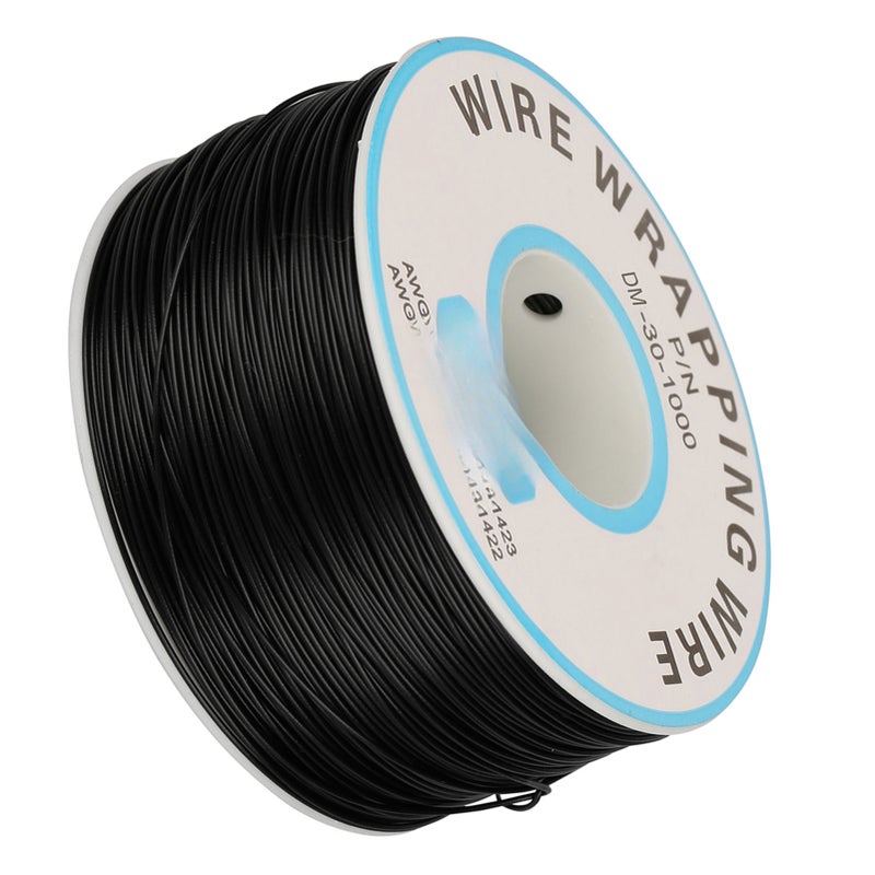 1 لفة سلك لف سلك نحاسي مفرد 30AWG مقاس القلب 0.25 مم (أسود) - Image 1