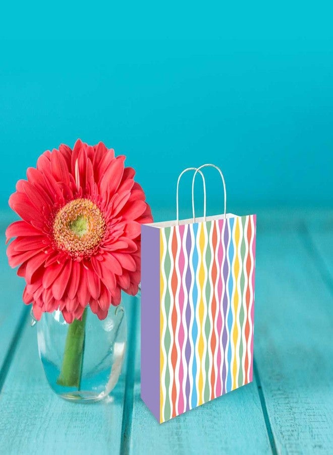 Omnipresent Pack 90 GSM Stripes Printed Attractive Small Party Paper Gift Bags, Set of 12, Ideal For Kids Birthday Gifts, Birthday Return Gifts, & Kids Theme Party (Size:9.4x7.9x3 inch) - Image 3