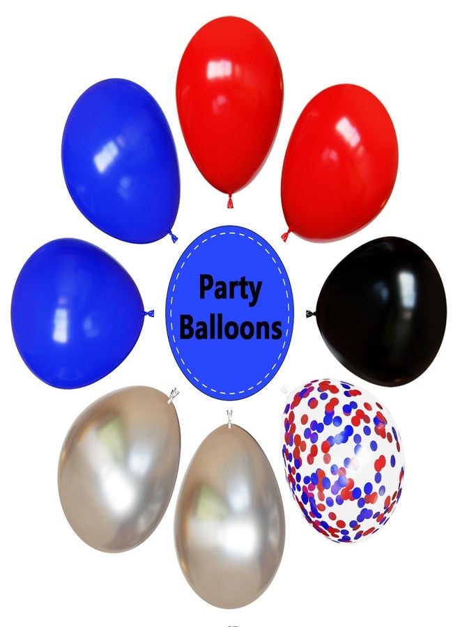 YMSZ Red Blue and Black Balloons, 67pcs 12 Inch Spider Theme Balloon with Royal Blue Red Confetti Balloon for Boys Super Spider Hero Man Theme Birthday Party Baby Shower Graduation Party Decoration - Image 3