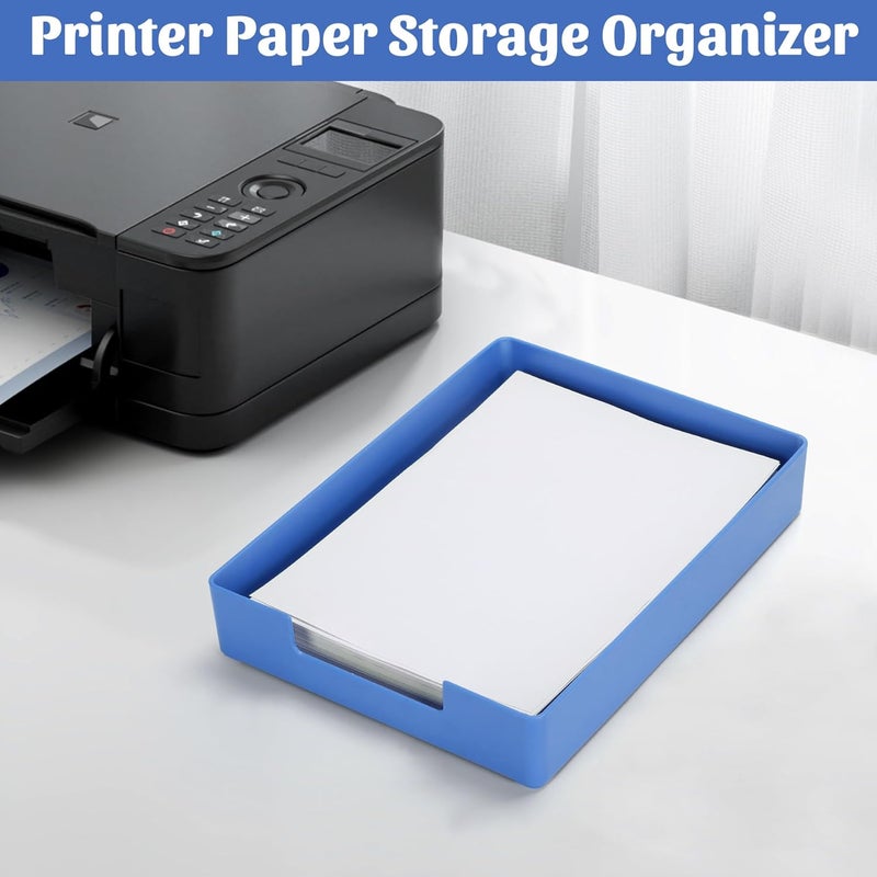 AZFUNN Letter-Size Tray Desk Letter Tray Paper Tray, Sturdy Heavy-Duty Plastic Printer Paper Tray, Single-Tier Stackable File Storage Organizer for Office Home (1, Blue) - Image 3