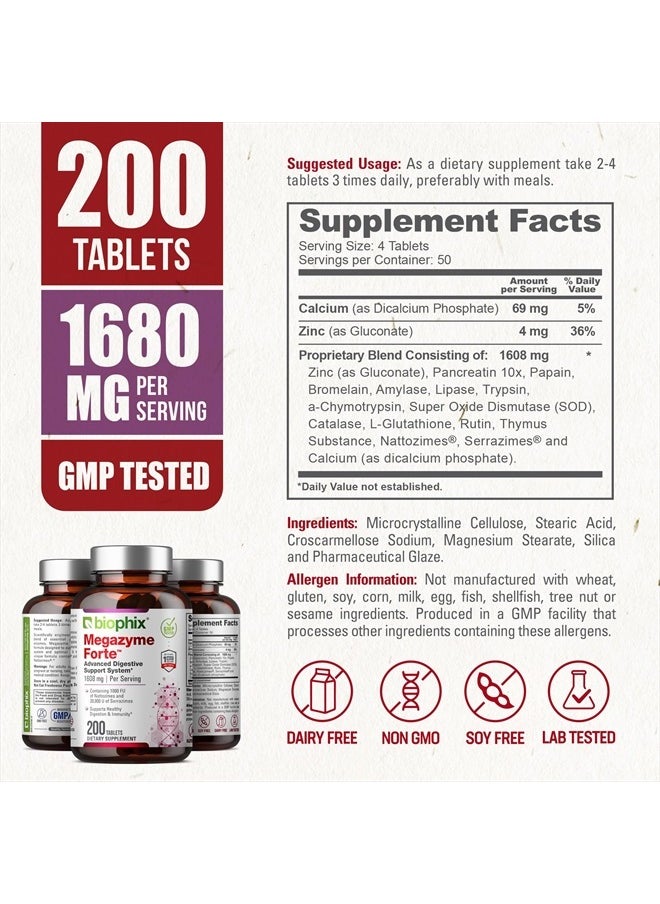 Megazyme Forte 200 Tablets - Natural Plant Proteolytic Enzymes Nattozimes Serrazimes Supports Digestive System Immune Health - pzsku/Z4F3557773801DA69B798Z/45/_/1740986275/3037a1e6-95cc-442c-8a08-9c514ce5e438