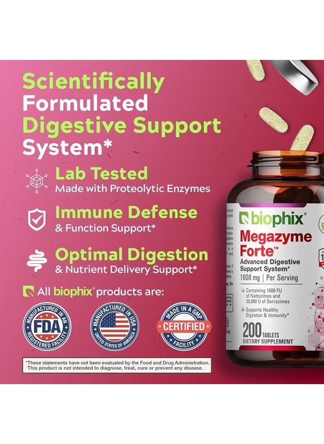 Megazyme Forte 200 Tablets - Natural Plant Proteolytic Enzymes Nattozimes Serrazimes Supports Digestive System Immune Health - pzsku/Z4F3557773801DA69B798Z/45/_/1740986276/2900d871-f517-4d76-878a-87663e0e2e8b