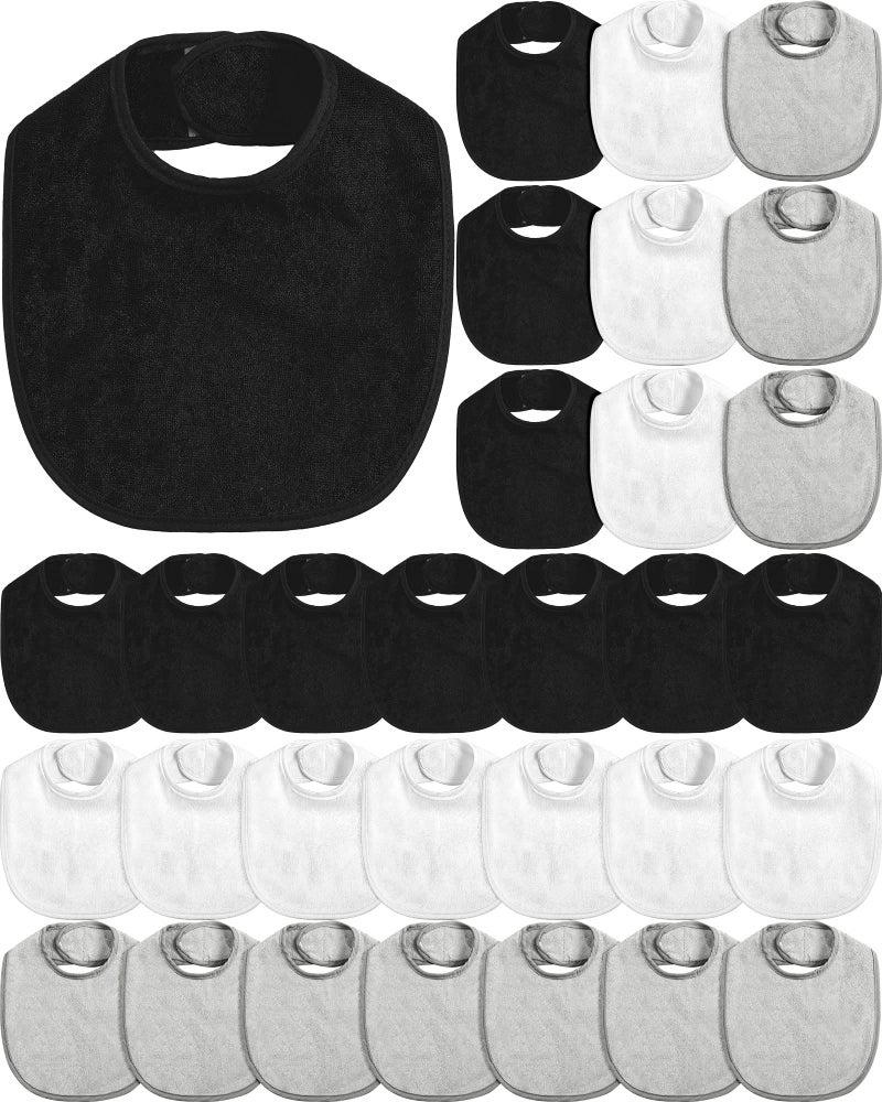 JaGely 30 Pcs Baby Drool Bibs for Boys Girls Multicolor Cotton Waterproof Feeder Newborn Teething and Drooling (White,Light Gray,Black) - Image 1