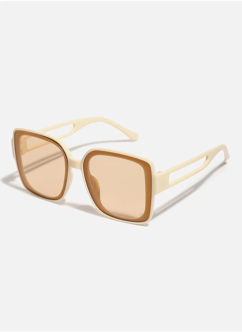 Haute Sauce Tinted Lens With Beige Frame Oversized Sunglass