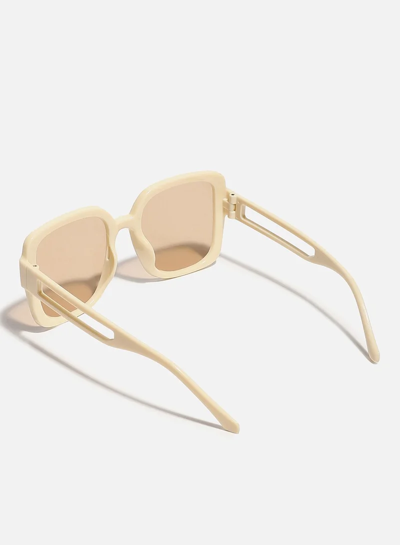 صوص هاوت Tinted Lens With Beige Frame Oversized Sunglass