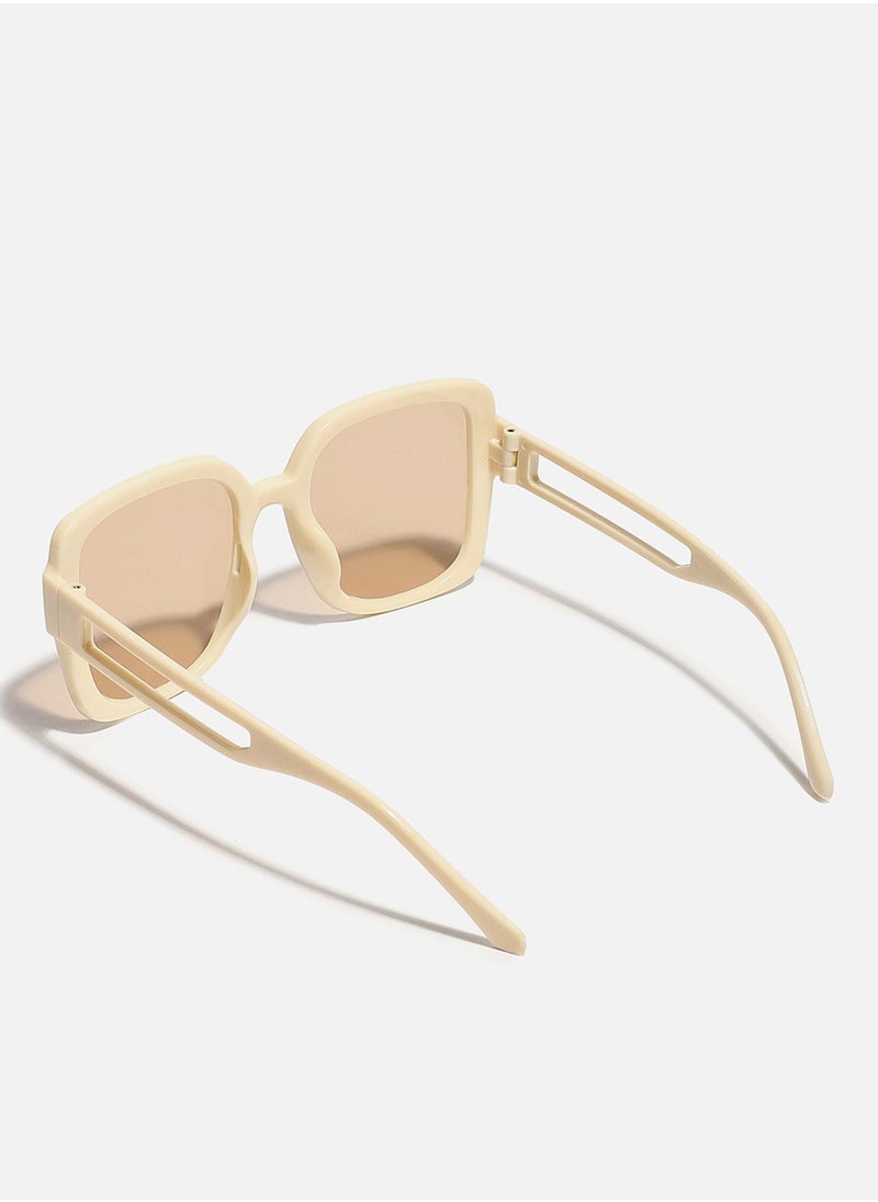 Haute Sauce Tinted Lens With Beige Frame Oversized Sunglass  - Image 3