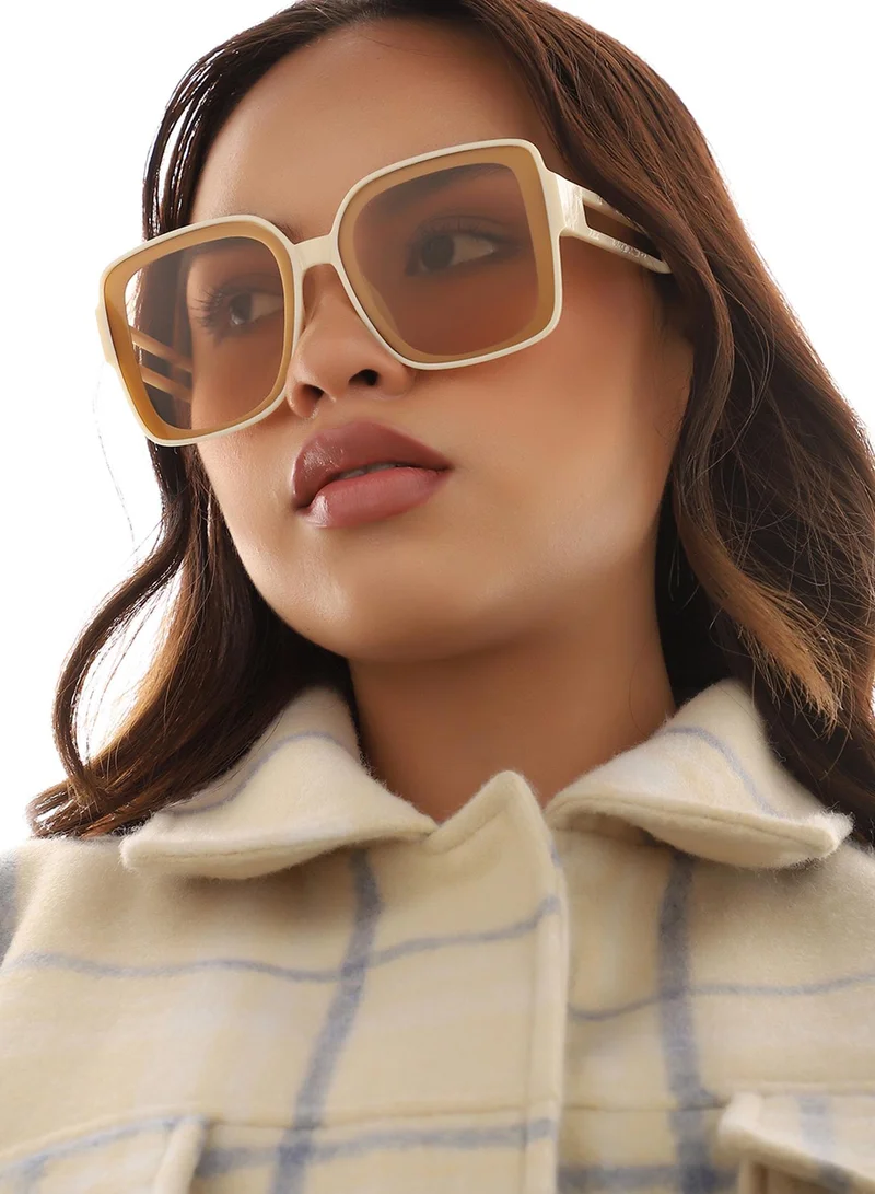صوص هاوت Tinted Lens With Beige Frame Oversized Sunglass