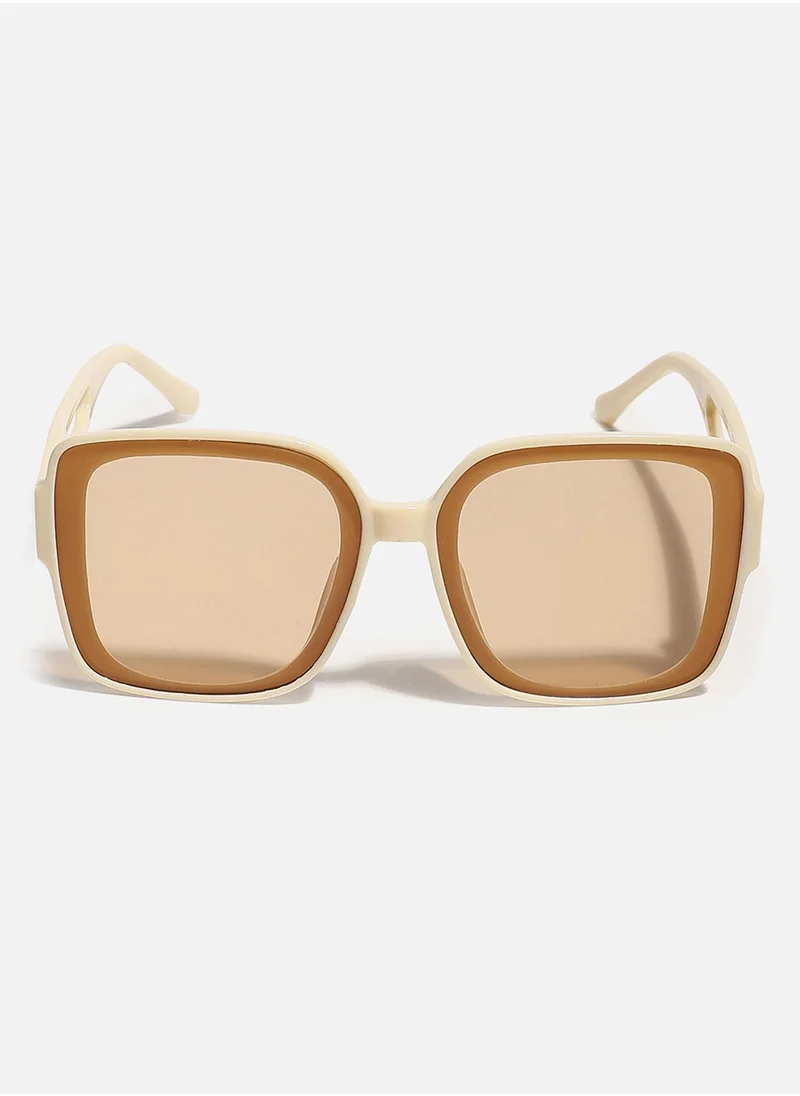 Haute Sauce Tinted Lens With Beige Frame Oversized Sunglass