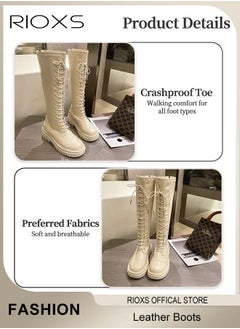 RIOXS Women's Over The Knee High Boots, Ladies Classic Thigh High Boots, Side Zipper Lace-up Thick Mid-heel Rider Boots, Long Tube Knee-Length Boots, Versatile Enough to Suit Various Occasions  - Image 5