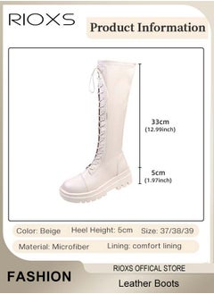 RIOXS Women's Over The Knee High Boots, Ladies Classic Thigh High Boots, Side Zipper Lace-up Thick Mid-heel Rider Boots, Long Tube Knee-Length Boots, Versatile Enough to Suit Various Occasions  - Image 3
