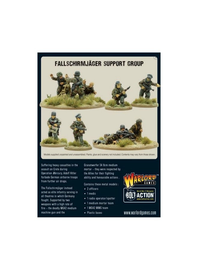 Warlord Games Fallschirmjager Support Group - 28mm Scale Metal Miniatures for Bolt Action Highly Detailed World War 2 Miniatures for Table-top Wargaming - Image 2